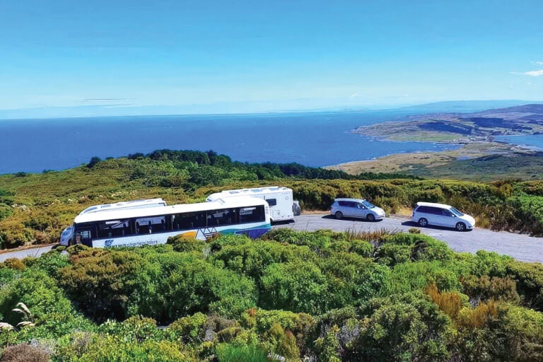 Invercargill coach charter near the sea by Rambler Coachlines